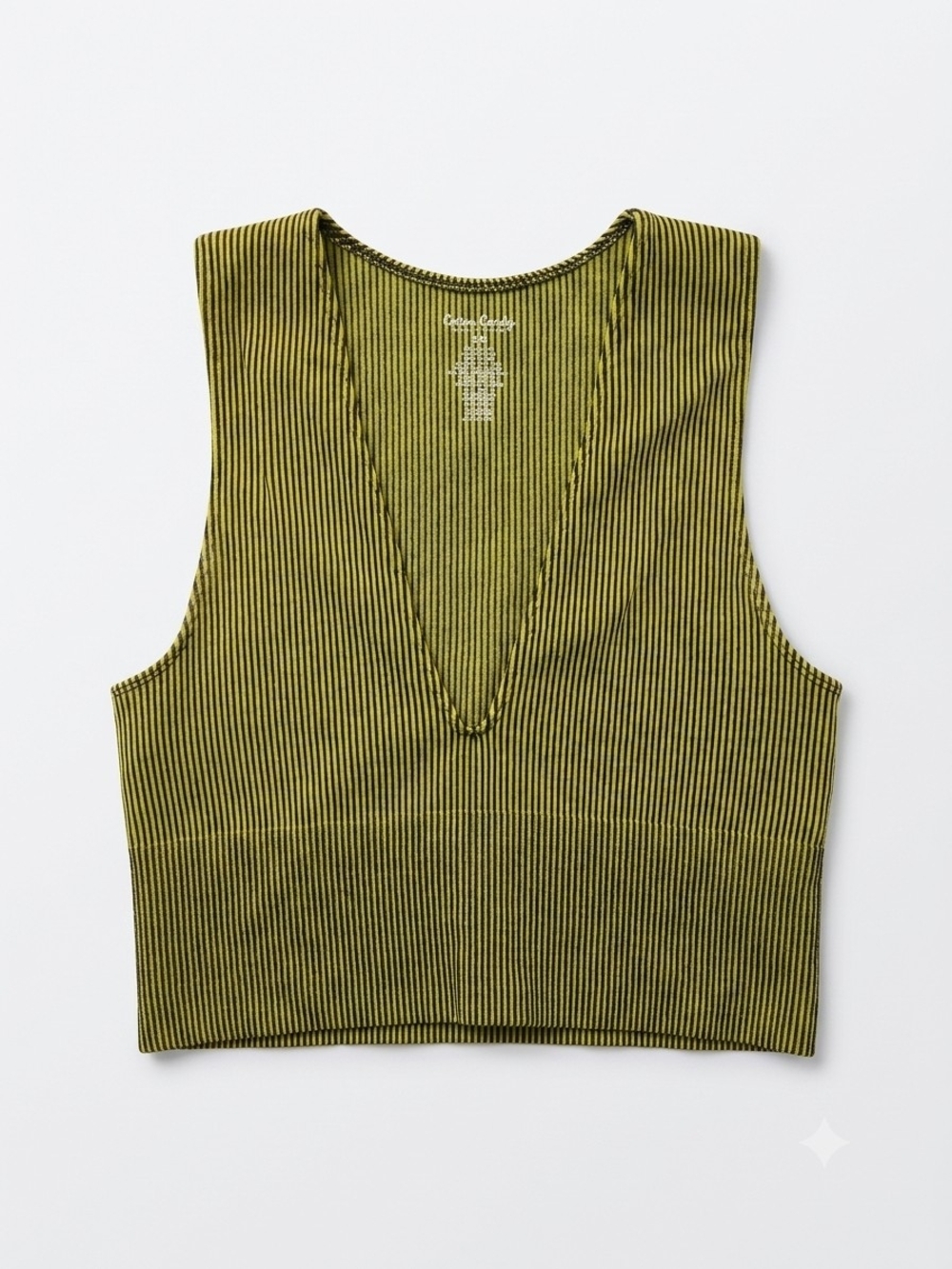 Chartreuse And Black Striped Crop Tank Top